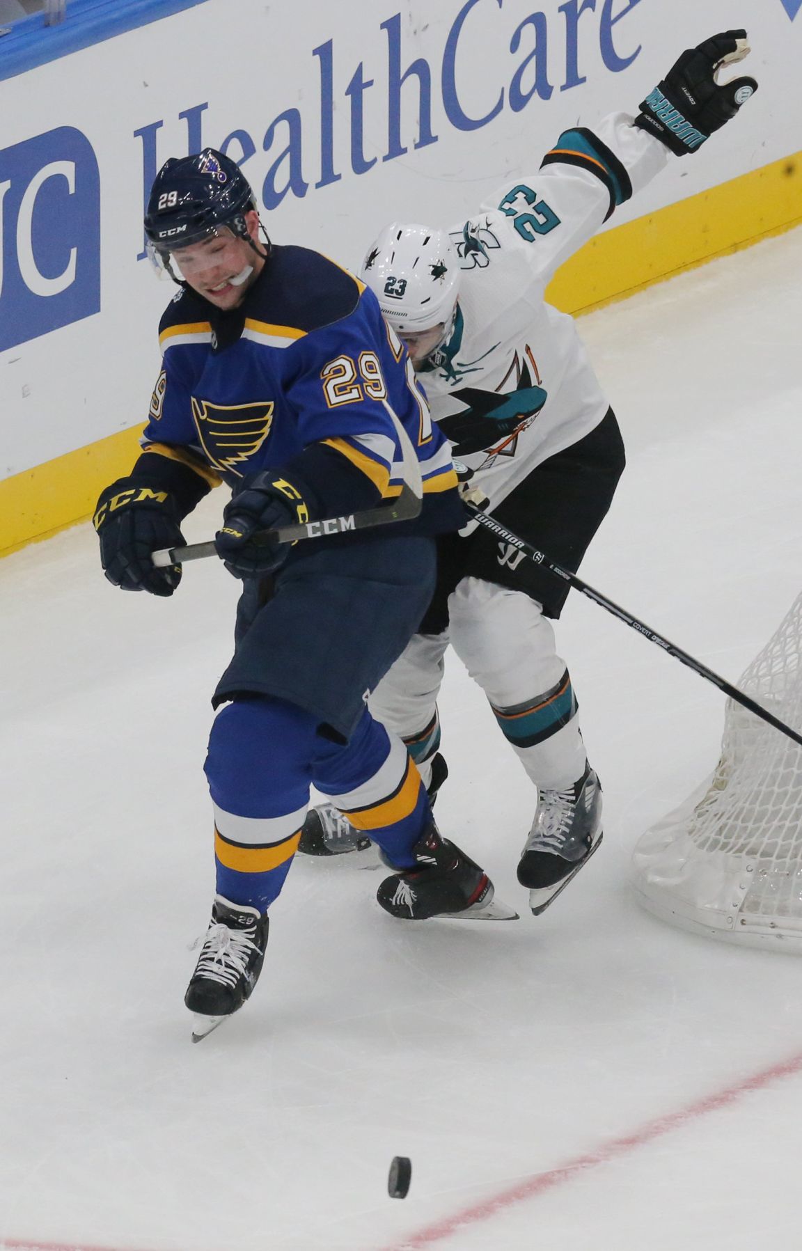 Blues and Sharks skate at the Enterprise Center